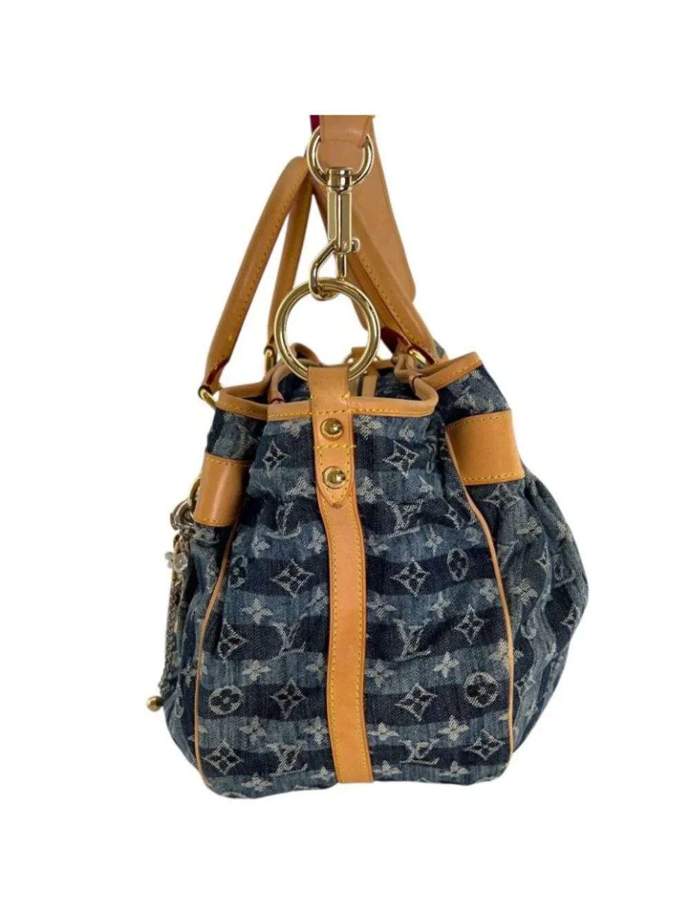 Louis Vuitton Monogram Denim Cavaliere GM Handbag Blue 2-Way